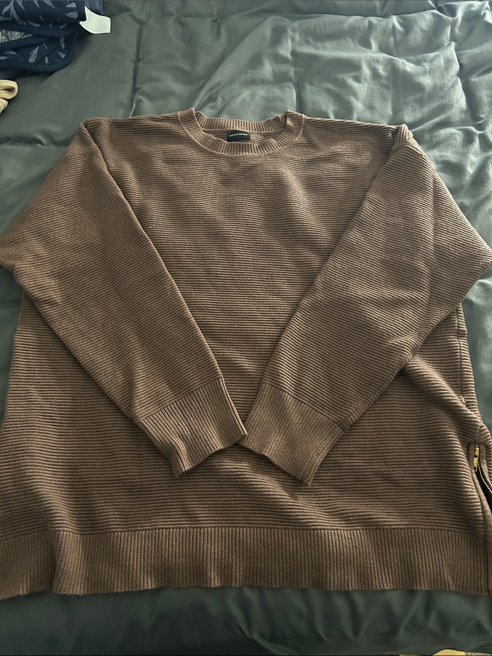 Buckle Black Ribbed Crewneck Sweater